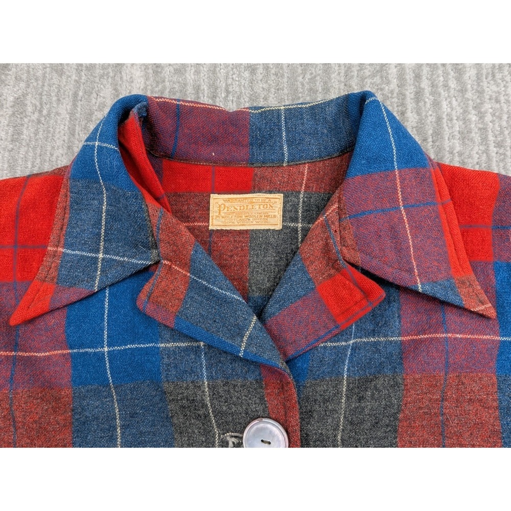 Vintage 50s Pendleton Cardigan Sweater Womens Medium Tartan Plaid 100% Wool USA - Picture 3 of 15